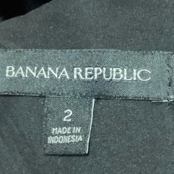 Banana Republic Black Ruffle Frill Mock Neck 3/4 Sleeve Mini Shift Dress Size 2 - Picture 7 of 8